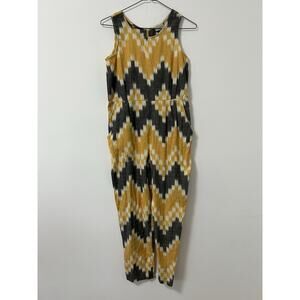 The Odells Anthropologie Jumpsuit Romper Ikat Cotton Size LG‎ Yellow Boho Summer